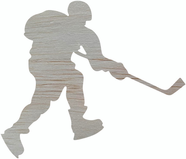 Hockey Player Swinging Wood Shape, Unfinished Paintable