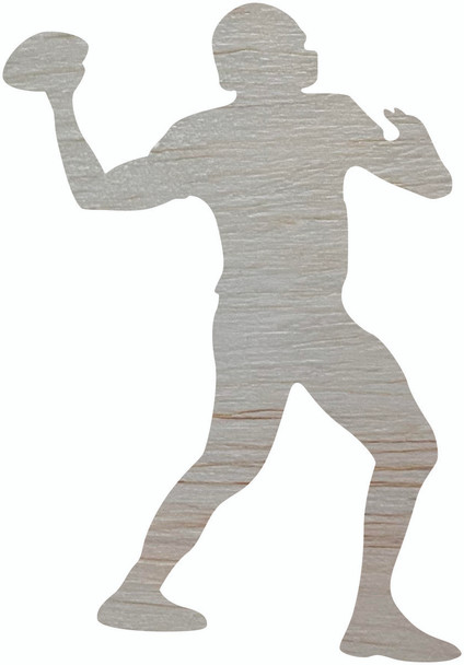 Quarterback Throwing Ball Wood Shape, Unfinished Paintable