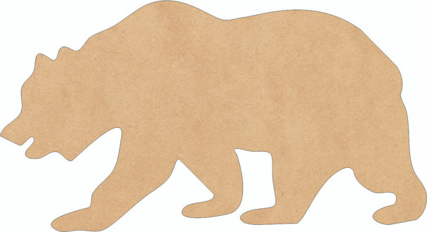 Wooden MDF Grizzly Bear Cutout, Paintable Wood Bear Shape