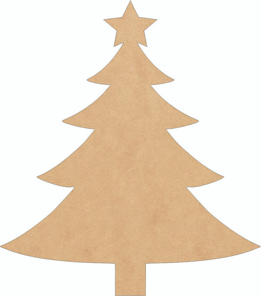 Christmas Tree with Star Wood Cutout, Paintable MDF Craft