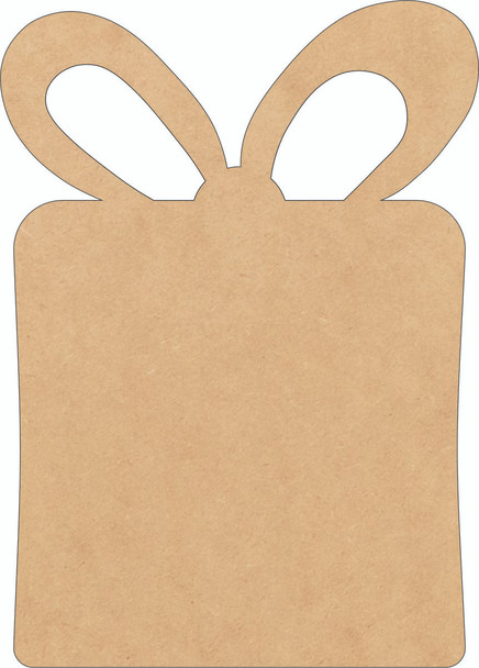 Wooden Christmas Present Cutout, Unpainted MDF Shape