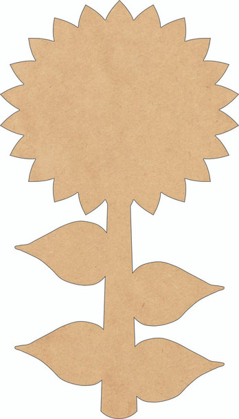 Wooden Sunflower with Stem Cutout, Paintable MDF Shape