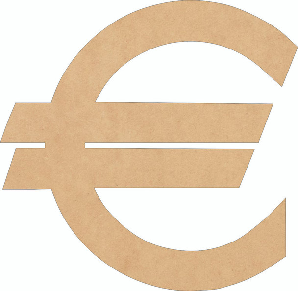 Wooden Euro Dollar Cutout, Unfinished Euro Shape Craft