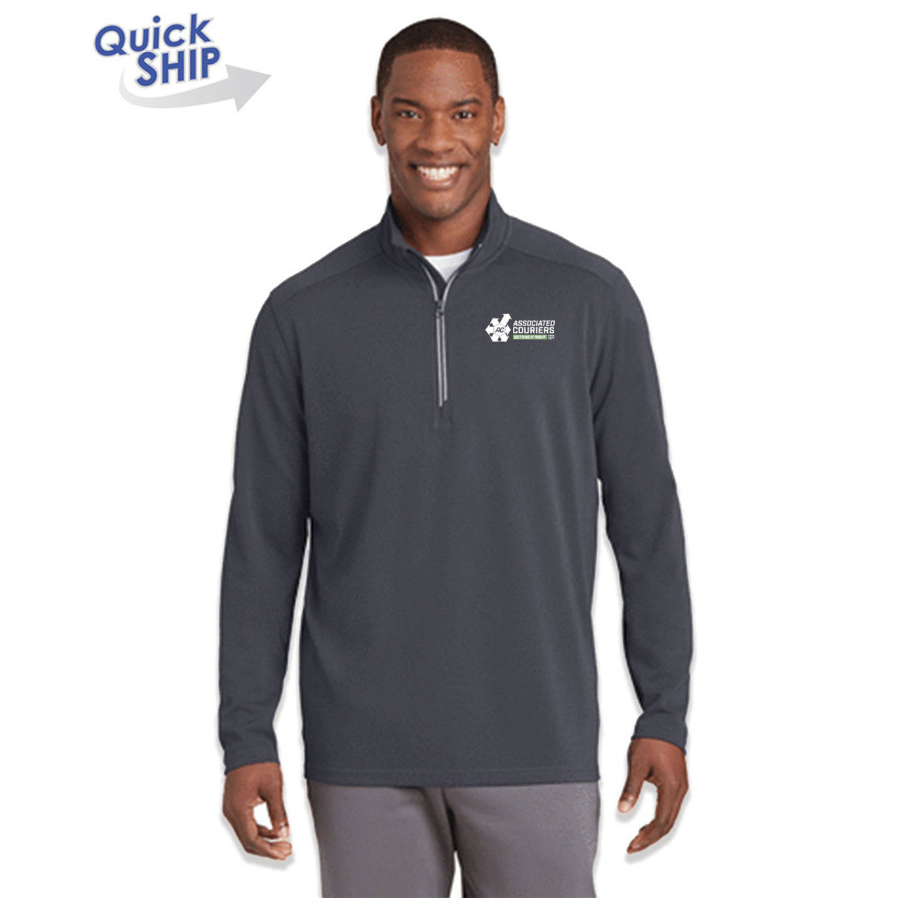 Mens Textured 1/4 Zip Pullover - Iron Grey