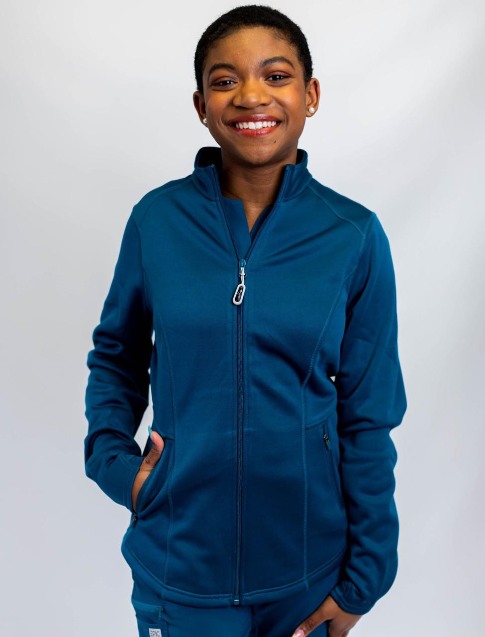 Ava Bonded Fleece Jacket - Warm & Stretchy | Scrubs by Jeness