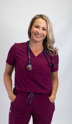 Woman in scrub top