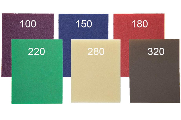 Color-coded abrasive sanding sponges grit variety