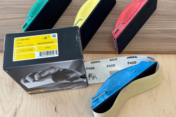 Mirka Gold PSA rolls with sanding blocks