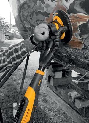 Mirka LEROS-S Fixed Grip over sanding head for secure control.