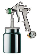 HVLP spray gun with pressure regulator.