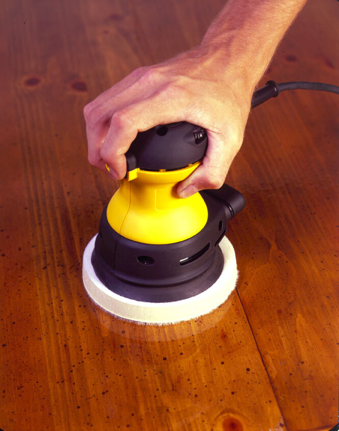 SurBuf buffing pad used with random orbital sander