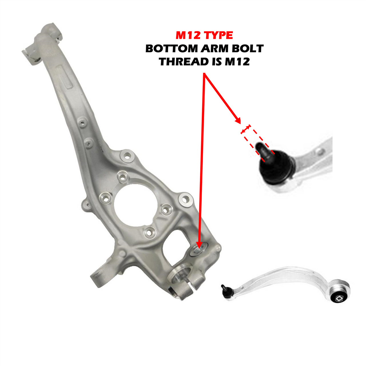 Audi A4 B8 Passenger Side Front Steering Knuckle (M12 Type) 20082009