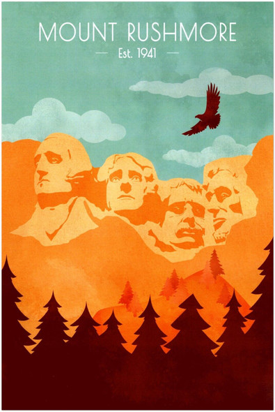 Mount Rushmore - National Park - Vintage Travel Poster