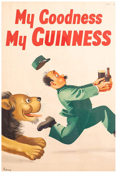 My Goodness My Guinness - Lion - Vintage Advertising Poster - Beer and Wine
