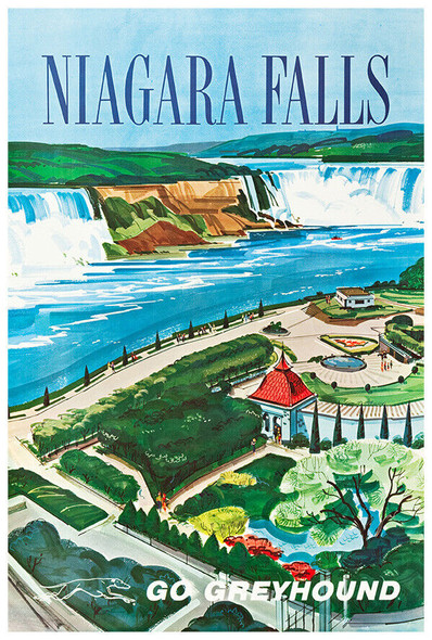 Niagara Falls - Greyhound Bus Line - 1960s Vintage US Travel Poster