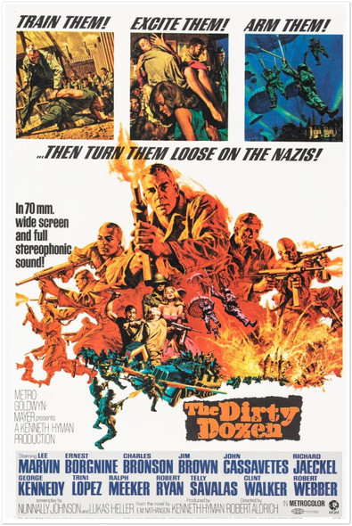 The Dirty Dozen - Movie Poster - Lee Marvin - Charles Bronson - US Version