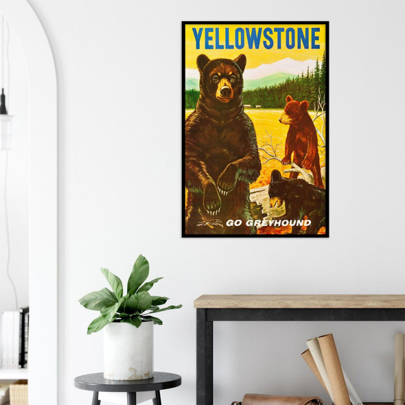 Yellowstone - Greyhound Bus Line - 1960s Vintage US Travel Poster
