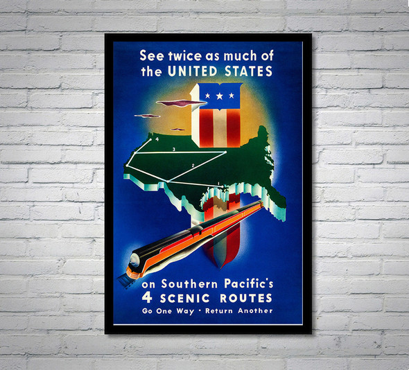 4 Scenic Routes - Southern Pacific - Vintage Travel Poster