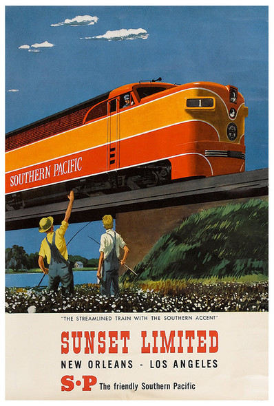 New Orleans Los Angeles - Southern Pacific - Vintage Travel Poster
