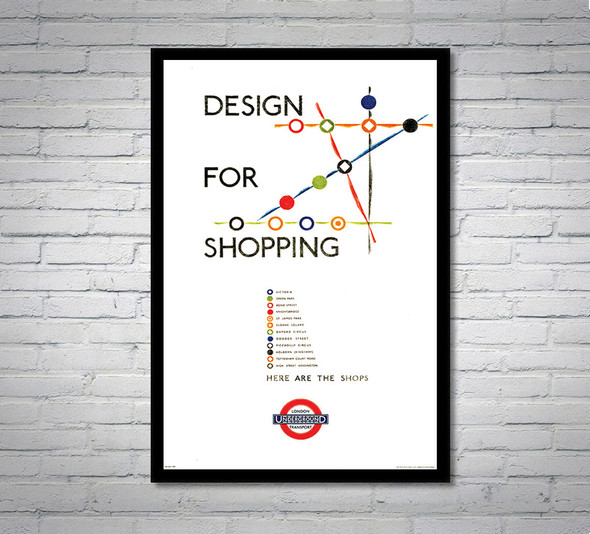 Design For Shopping - UK London Undergroud - Vintage Travel Poster
