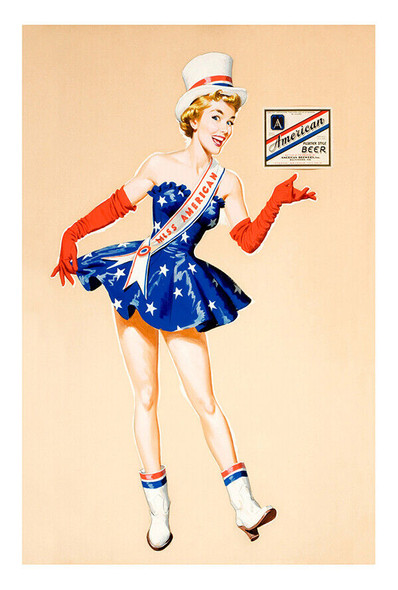 American Beer - Miss America - Vintage Advertising Poster - Beer and Wine Print
