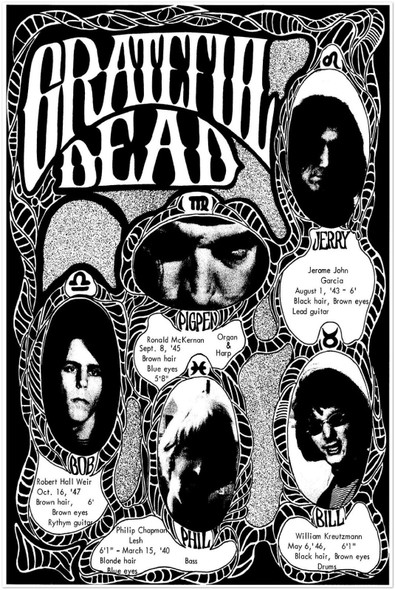 Grateful Dead - Members Poster - Music Print, Rock Wall Art