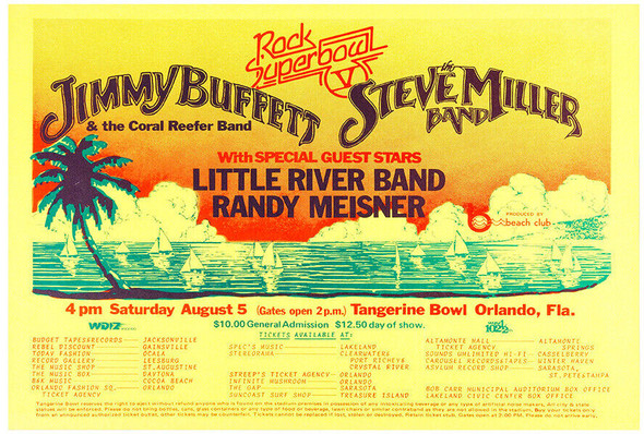 Jimmy Buffett - Steve Miller Band - Orlando - 1978 - Concert Poster