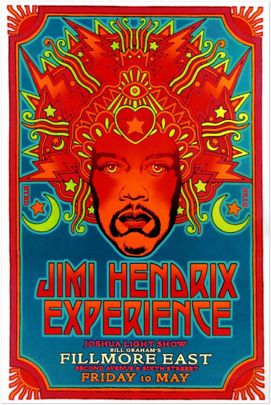 Jimmy Hendrix Concert Poster - Fillmore East #2 - Music Print, Rock Wall Art