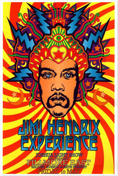Jimmy Hendrix Concert Poster - Fillmore East #3 - Music Print, Rock Wall Art