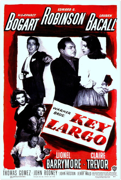 Key Largo Movie  Poster- Humphrey Bogart, Lauren Becall Wall Art, Vintage
