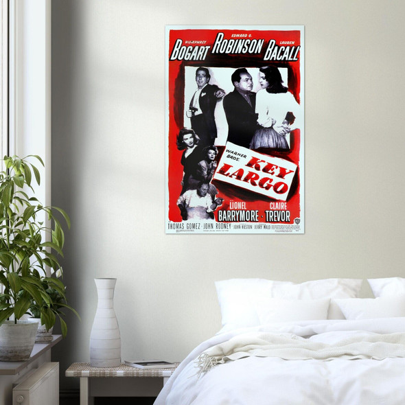 Key Largo Movie  Poster- Humphrey Bogart, Lauren Becall Wall Art, Vintage