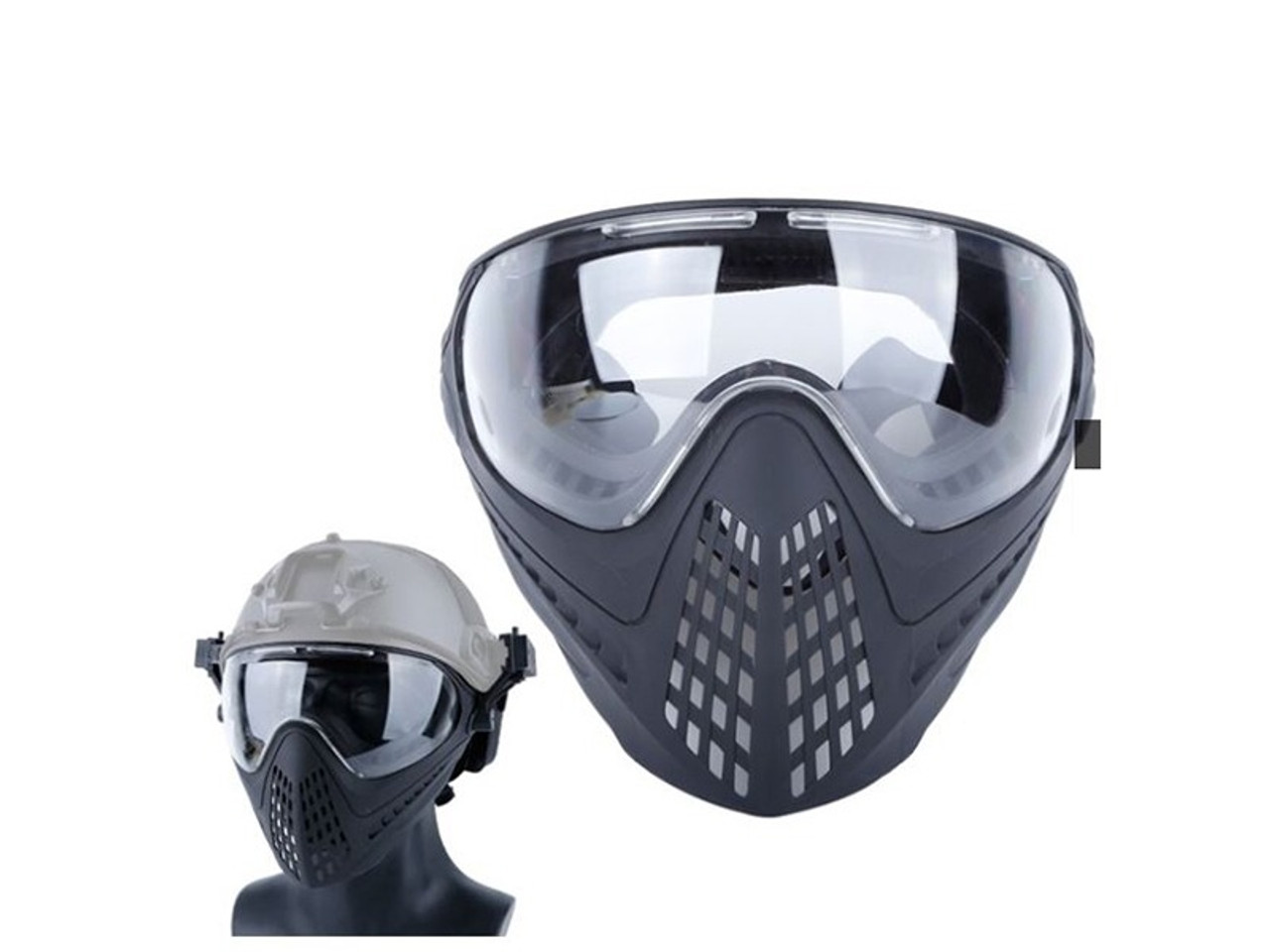 Big Foot Piloteer Vented Full Face Mask Clear lens Black AGL