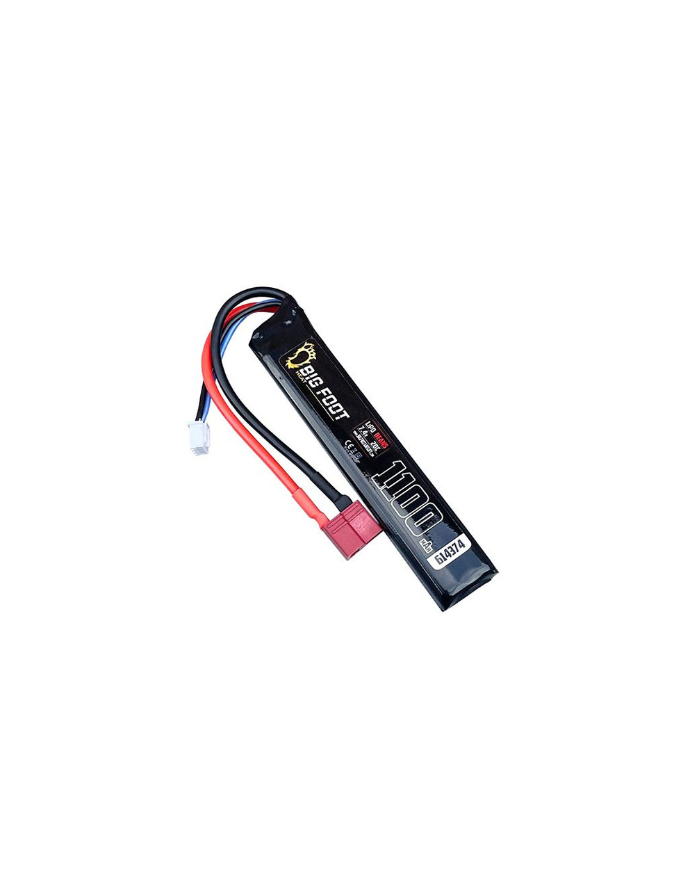 Big Foot Heat Lipo Battery 1100 mAh 7.4v 20c (Stick - 100mm - VZ58 Compatible - DEANS)