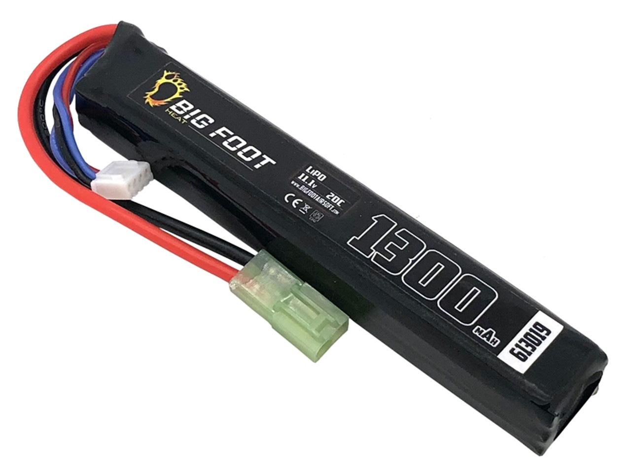 Big Foot Heat Lipo Battery 1300 mAh 11.1v 20c (Stick - 130mm)