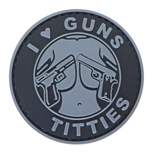 3D Badge - I Love Guns Titties - Tan - shop Gunfire