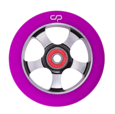 Crisp 5 Spoke Wheel - 100mm - Purple on Black