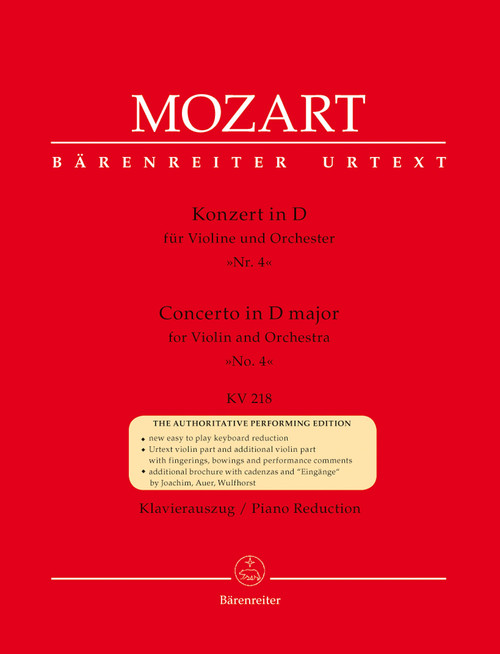 Mozart, Wolfgang Amadeus: Concerto for Violin and Orchestra no. 4 in D major K. 218