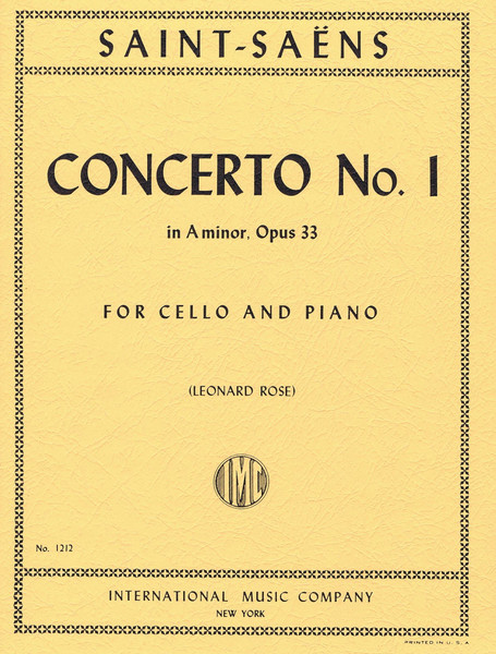 Saint-Saëns: Concerto No. 1 in A minor, Opus 33 for Cello and Piano