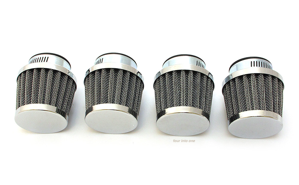 Set of 4 Chrome Pod Filters - 35mm - Honda CB350F CB400F