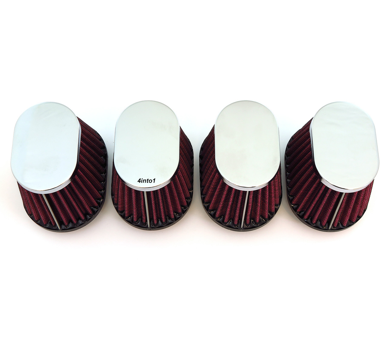 Set of 4 Chrome Performance Oval Pod Filters - 54mm - Honda CB650/750 ...
