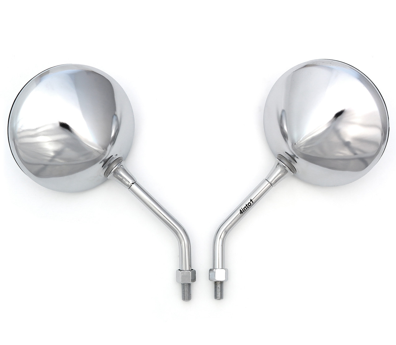 Honda Cruiser Round Chrome Mirror Set - 10mm - Short Stem