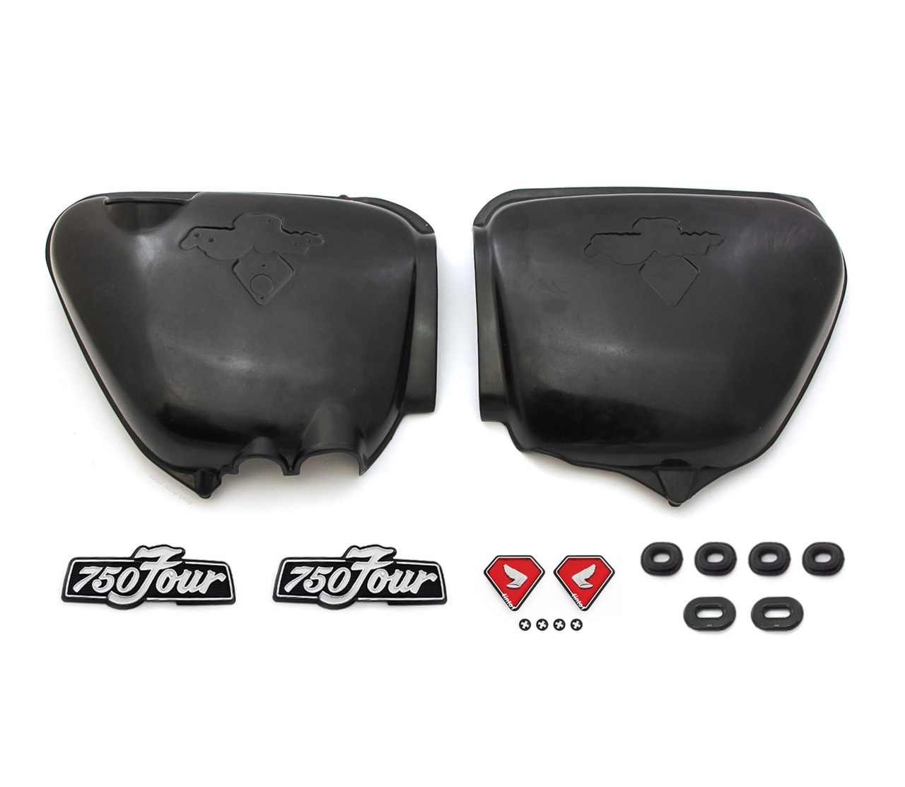 Complete Side Cover Kit w/ Red Honda Wing Emblems - Honda CB750K