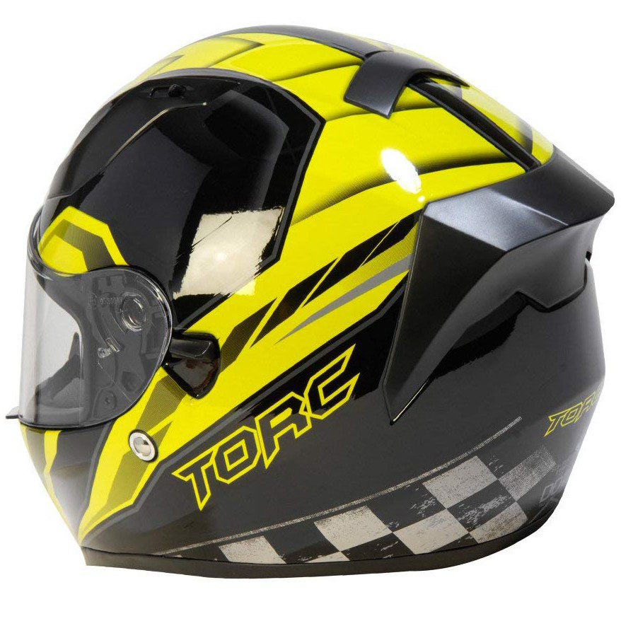 Torc T15 Full Face Helmet - Gloss Black Edge Hi-VIz Yellow - X