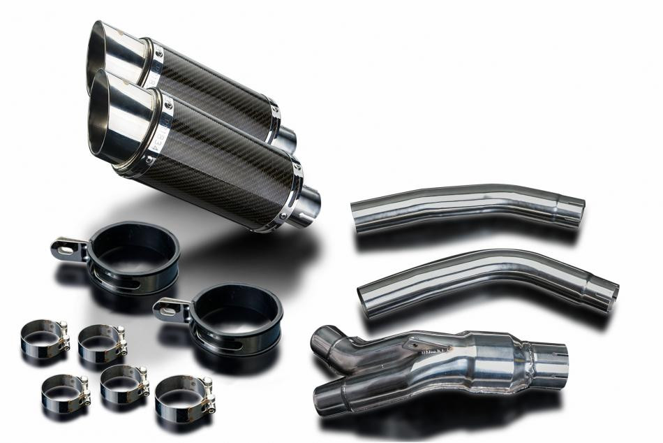 Delkevic 8" Carbon Round SlipOn Exhaust Muffler w/ Link Pipe Yamaha