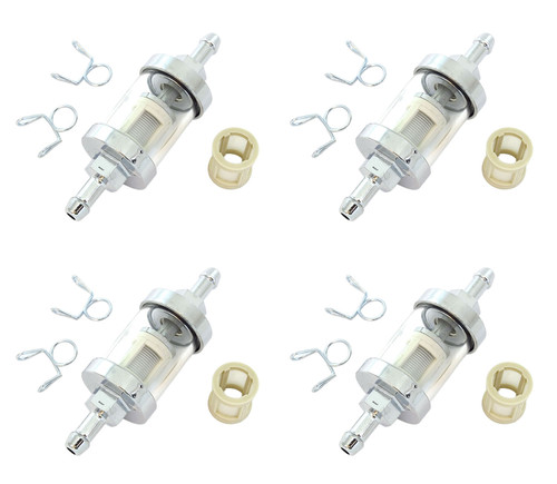 Set of 4 - Universal Clear Glass Fuel Filters - 1/4"
