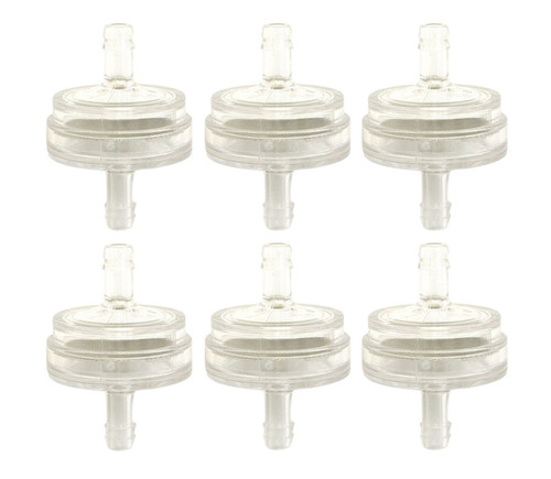 Set of 6 - Clear Fuel Filters - Disc - 1/8" - 3/16"