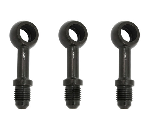  Set of 3 - Black AN3 Banjo Brake Line Fittings - Zinc Plated - Straight