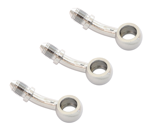 Set of 3 - Chrome AN3 Banjo Brake Line Fittings - 35 Degree