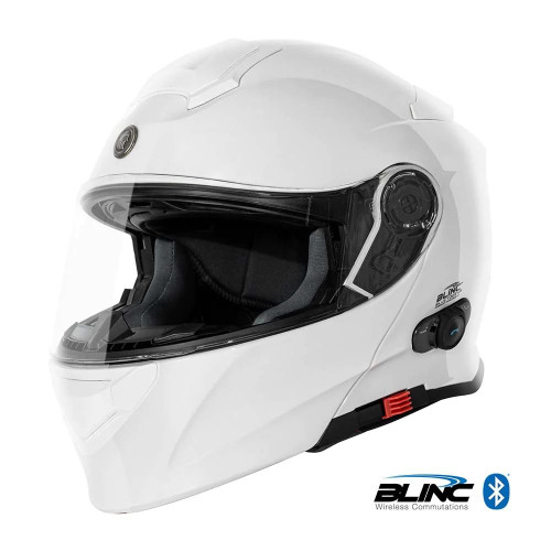 Torc T28B Full Face Modular Bluetooth Helmet - Gloss White - Medium (BLEMISHED)