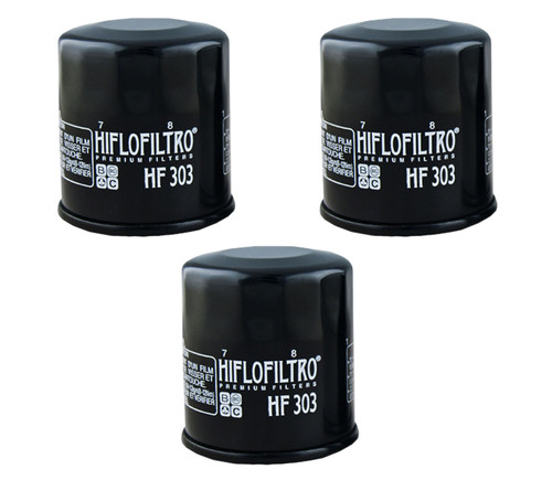3 Pack Hiflofiltro Oil Filters - HF303 - Honda Kawasaki Yamaha